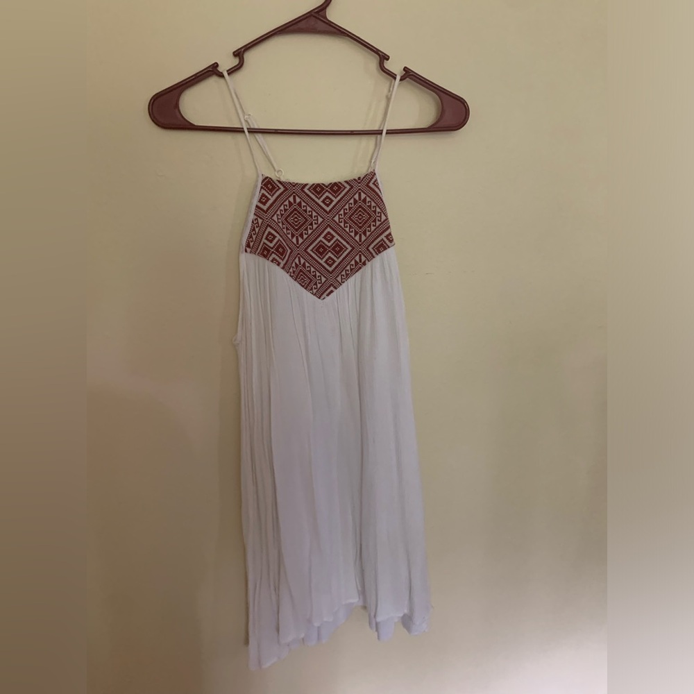 Flowy White and Red Dress
